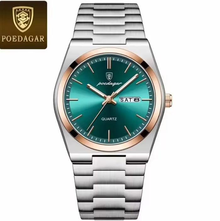 Poedagar 930 Relógio de Pulso de Quartzo de Marca Superior com Ponteiros Luminosos para Homens, Relógio de Pulso de Negócios de Moda, de Luxo em Aço Inoxidável