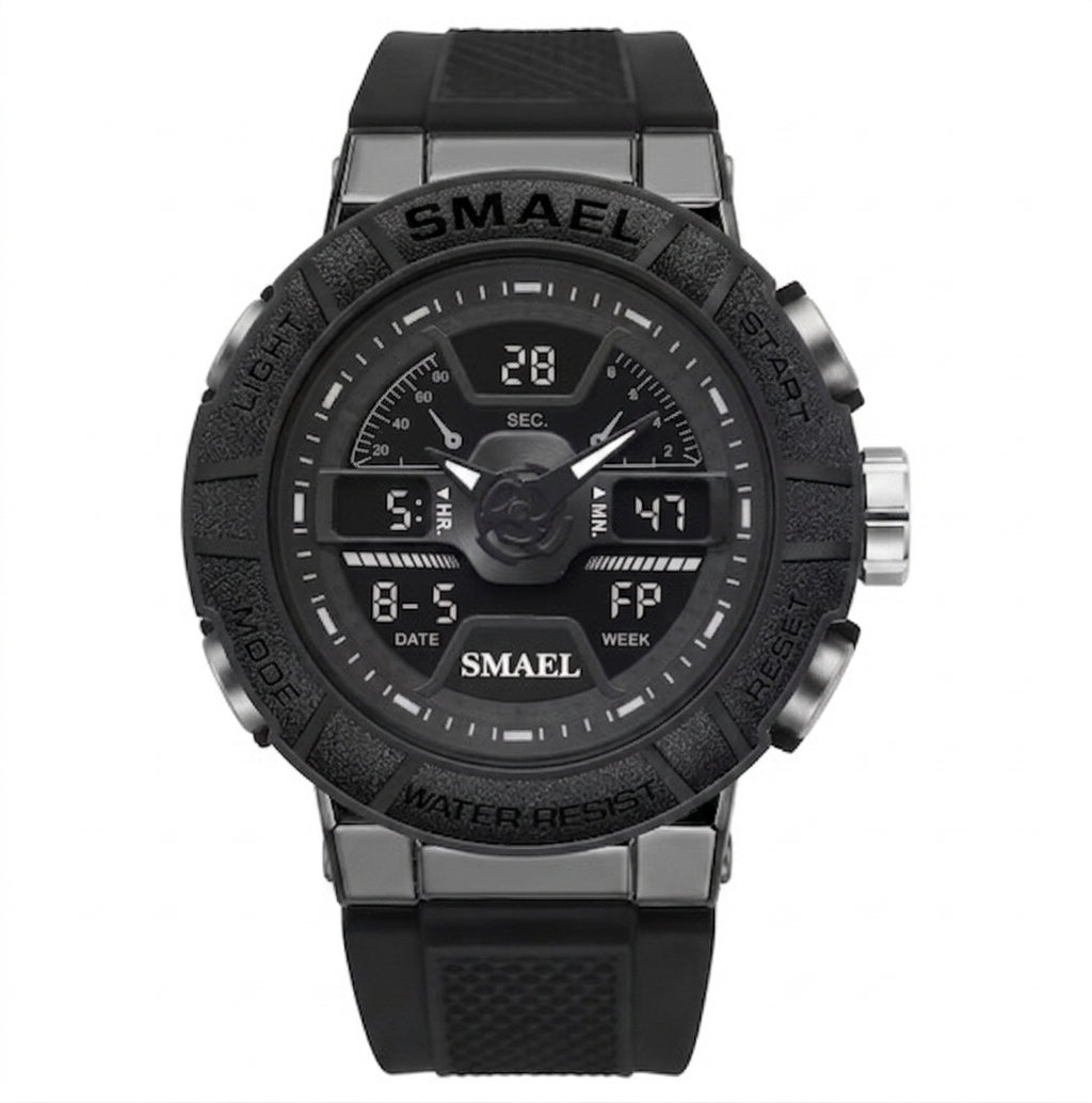 Relógio de Luxo SMAEL 8067 Relógios Masculinos em Aço Inoxidável à Prova d'Água Relógio Digital Quartz