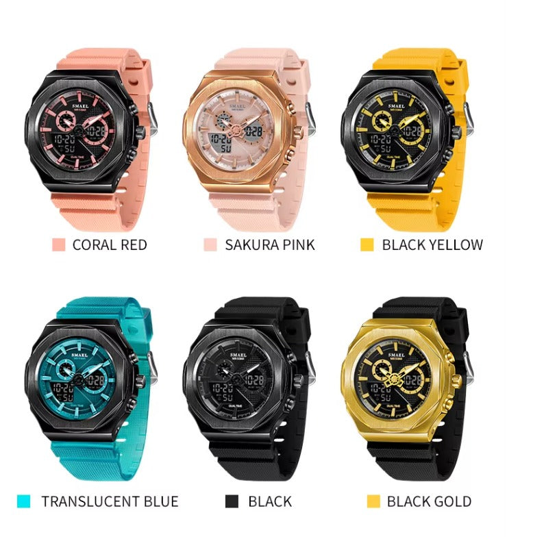 Relógio Feminino SMAEL 8102 à Prova D'Água e Luminoso