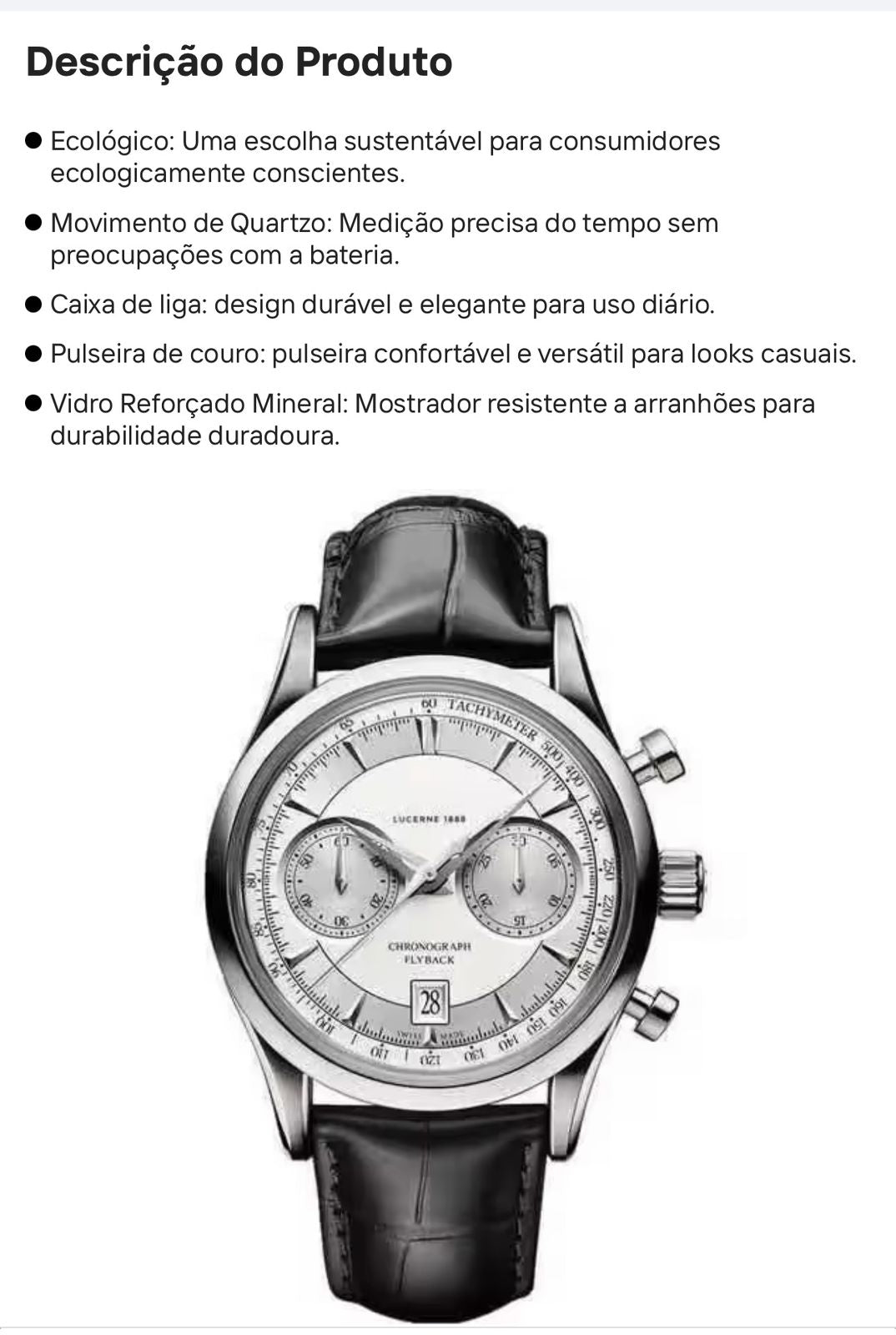 Relógio Lucerne 1888 Masculino Clássico Elegante